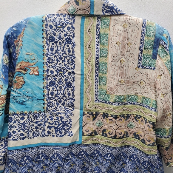 Coldwater Creek Silk Mixed Print Patchwork ButtonUp Jacket Size M - Picture 7 of 16